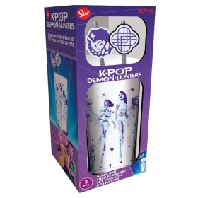 KPop Demon Hunters Glass Tumbler with Straws 485 ml