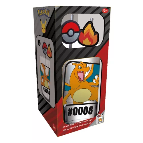 Pokémon Glass Tumbler with Straws Charizard 480 ml