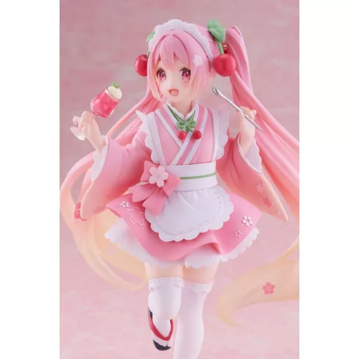 Hatsune Miku PVC Statue Newley Written Sakura Miku Japanese Cafe Ver. Reissue 18 cm