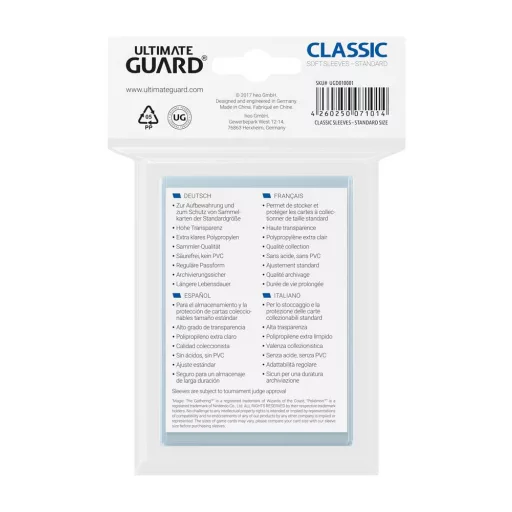Ultimate Guard Classic Soft Sleeves Standard Size Transparent (100)