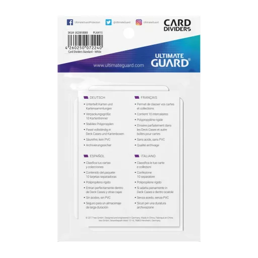 Ultimate Guard Card Dividers Standard Size White (10)