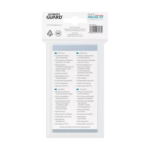 Ultimate Guard Precise-Fit Sleeves Resealable Japanese Size Transparent (100)