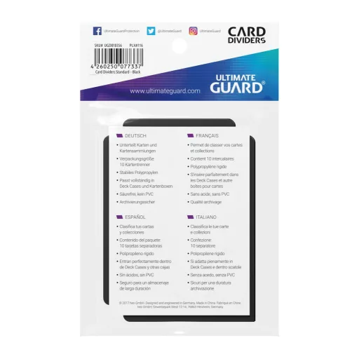 Ultimate Guard Card Dividers Standard Size Black (10)