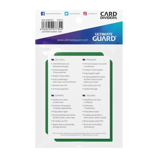 Ultimate Guard Card Dividers Standard Size Green (10)