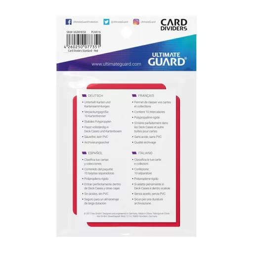 Ultimate Guard Card Dividers Standard Size Red (10)