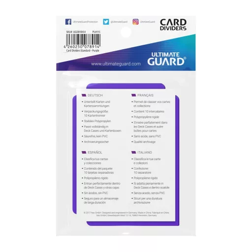 Ultimate Guard Card Dividers Standard Size Purple (10)