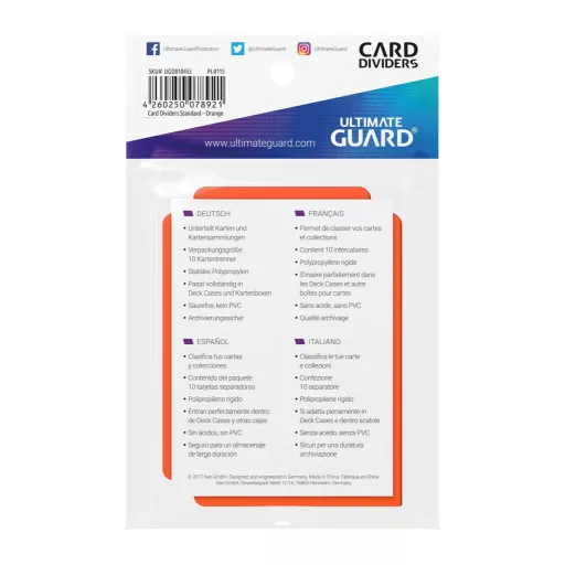 Ultimate Guard Card Dividers Standard Size Orange (10)