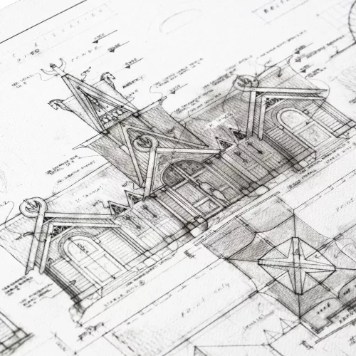 Lord of the Rings Blueprint Art Print The Stable of Edoras 59 x 42 cm
