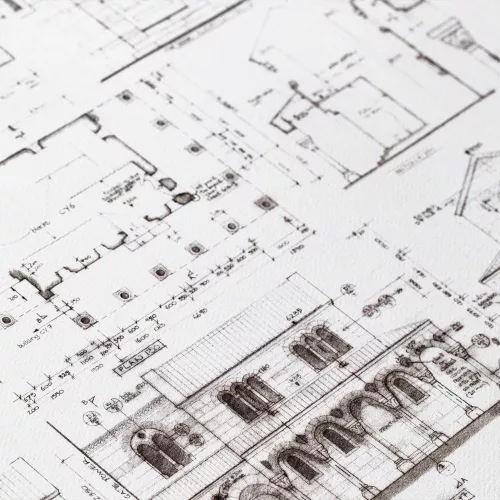 Lord of the Rings Blueprint Art Print The Courtyard of Minas Tirith 59 x 42 cm