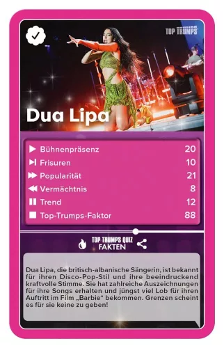 Popstars Card Game Top Trumps *German Version*