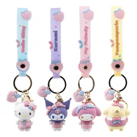   Sanrio Peach Series Keychain with Hand Strap Hello Kitty and Friends Display (12)